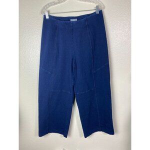 Habitat Womens Blue Stretch Denim Wide Leg Crop Pants size Medium Hippie Boho